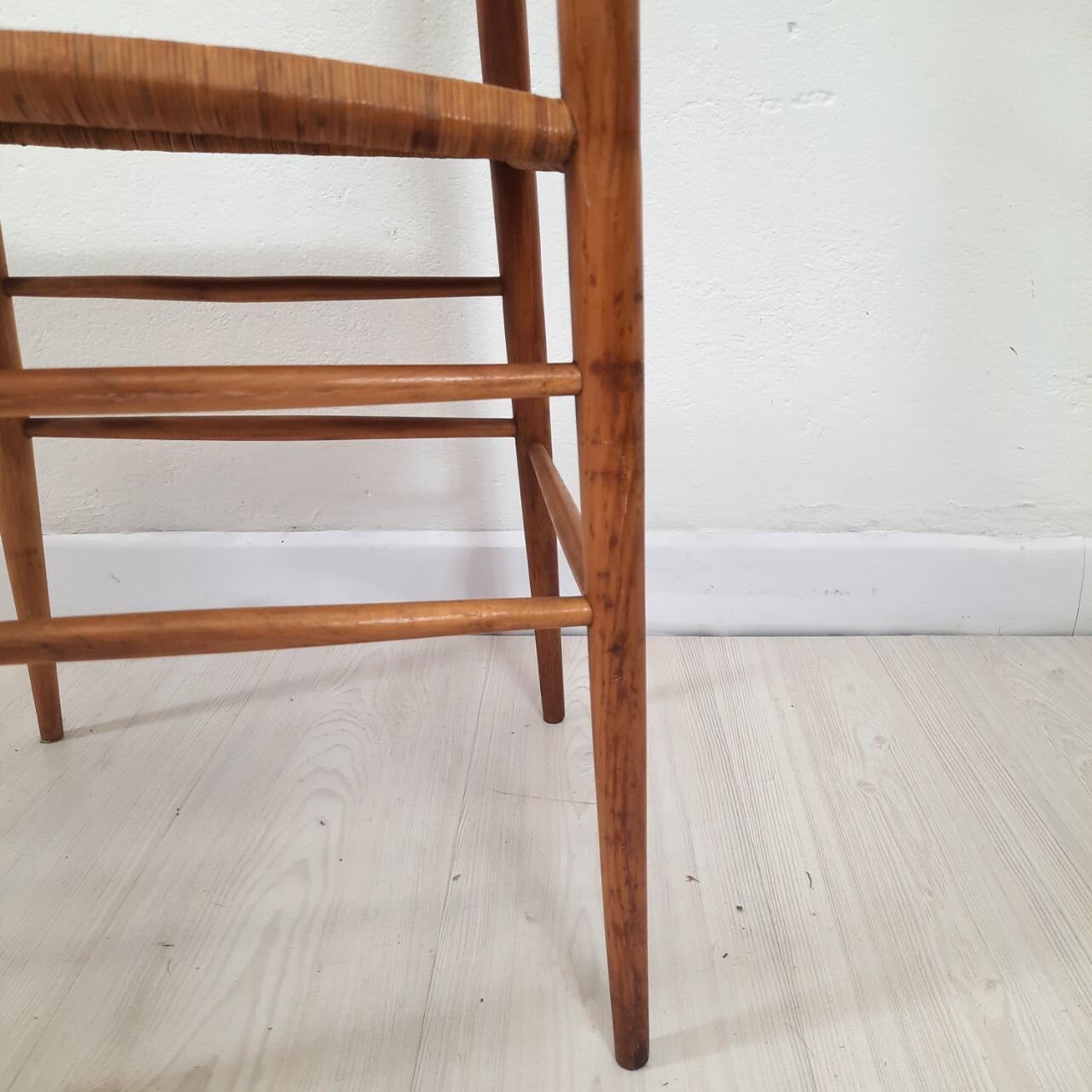 1950s vintage chair, hand-woven chiavarina