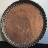 Islamic art Tray with ornaments  engraved copper with pewter coating traces