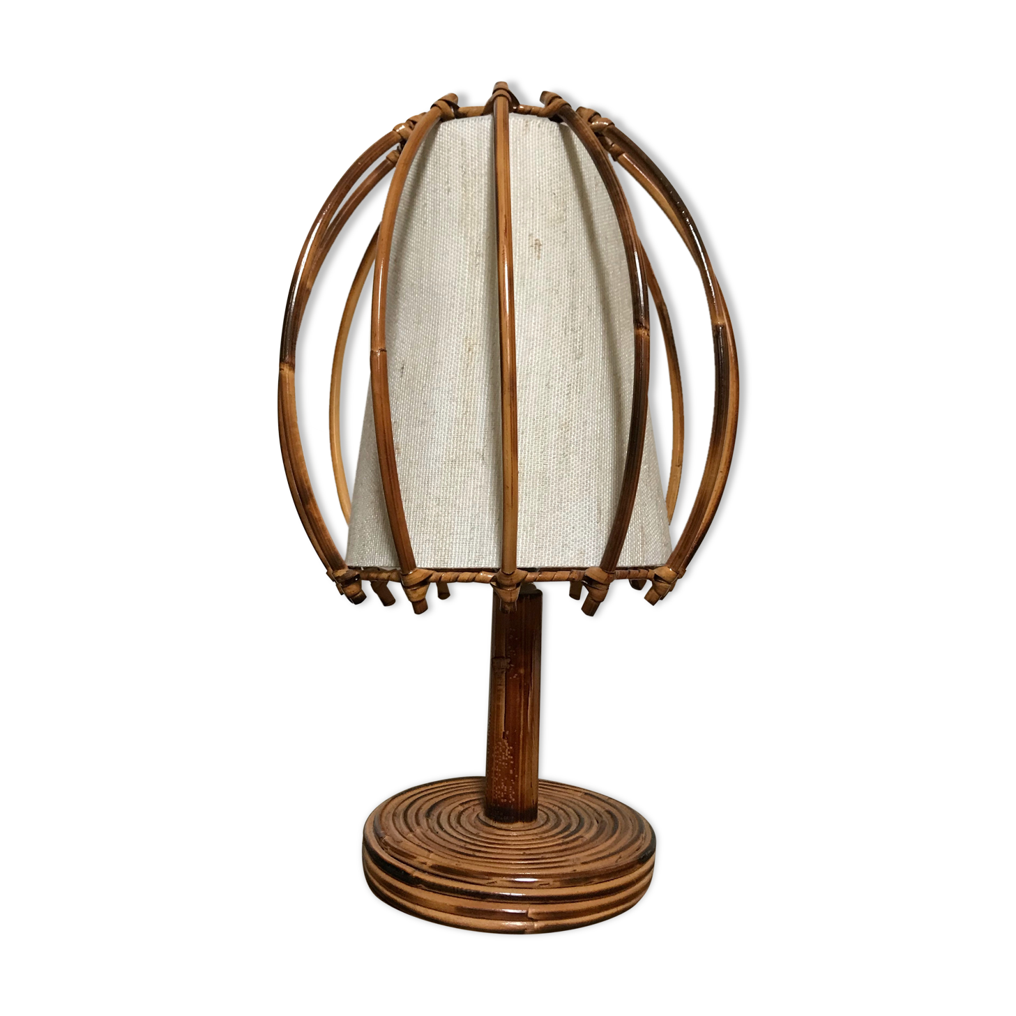 Louis Sognot rattan and bamboo lamp