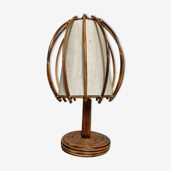 Louis Sognot rattan and bamboo lamp