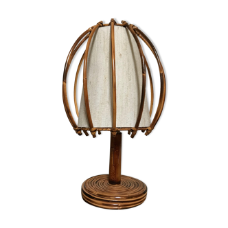 Louis Sognot rattan and bamboo lamp
