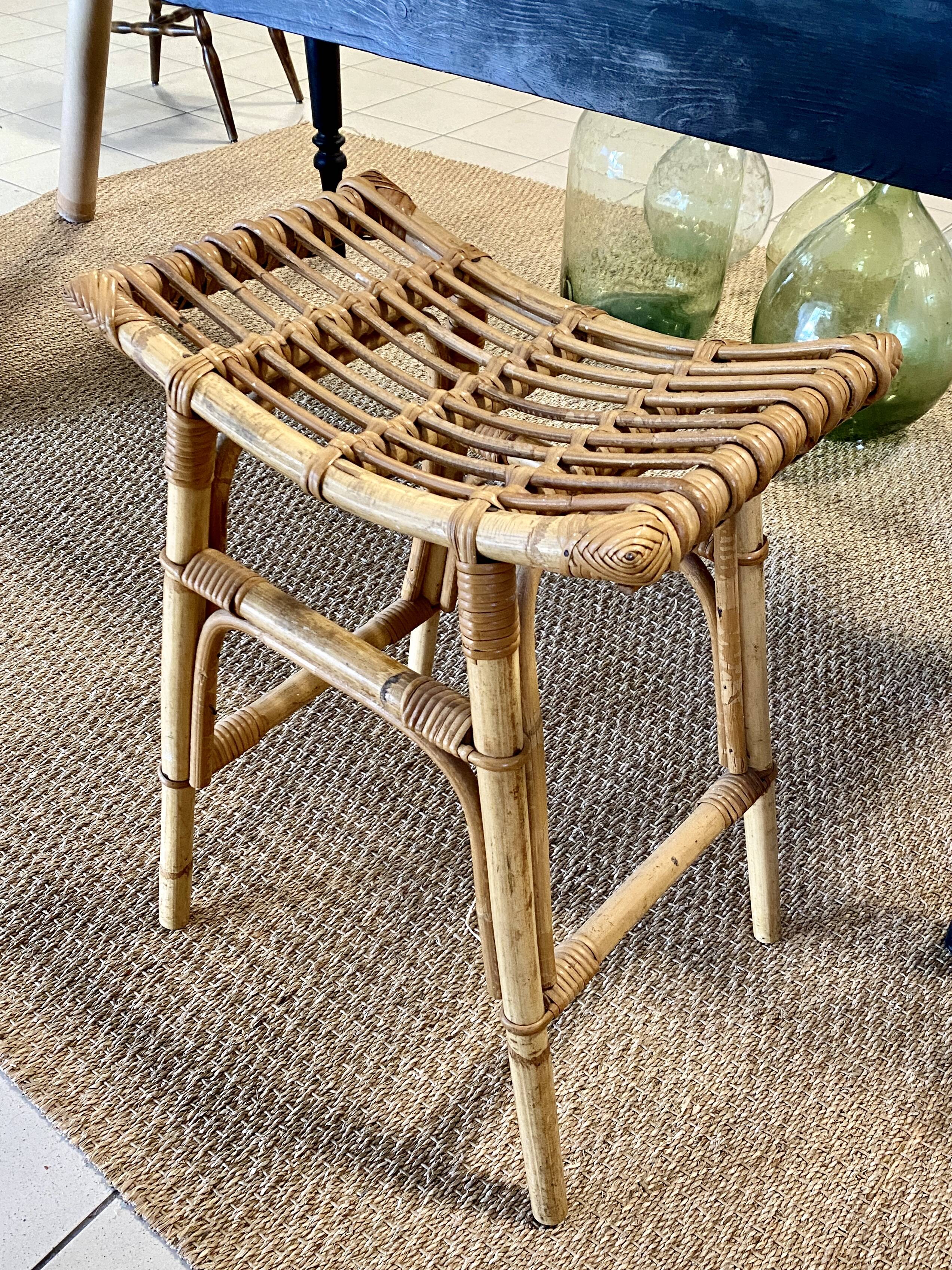 Vintage rattan stool