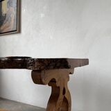 Table artisanale en orme massif, art populaire