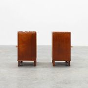 Pair of Art Deco nightstands in oak with marble top, France ca. 1925