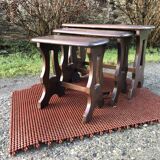Vintage English nesting tables in elm.