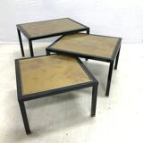 70s metal and glass tables