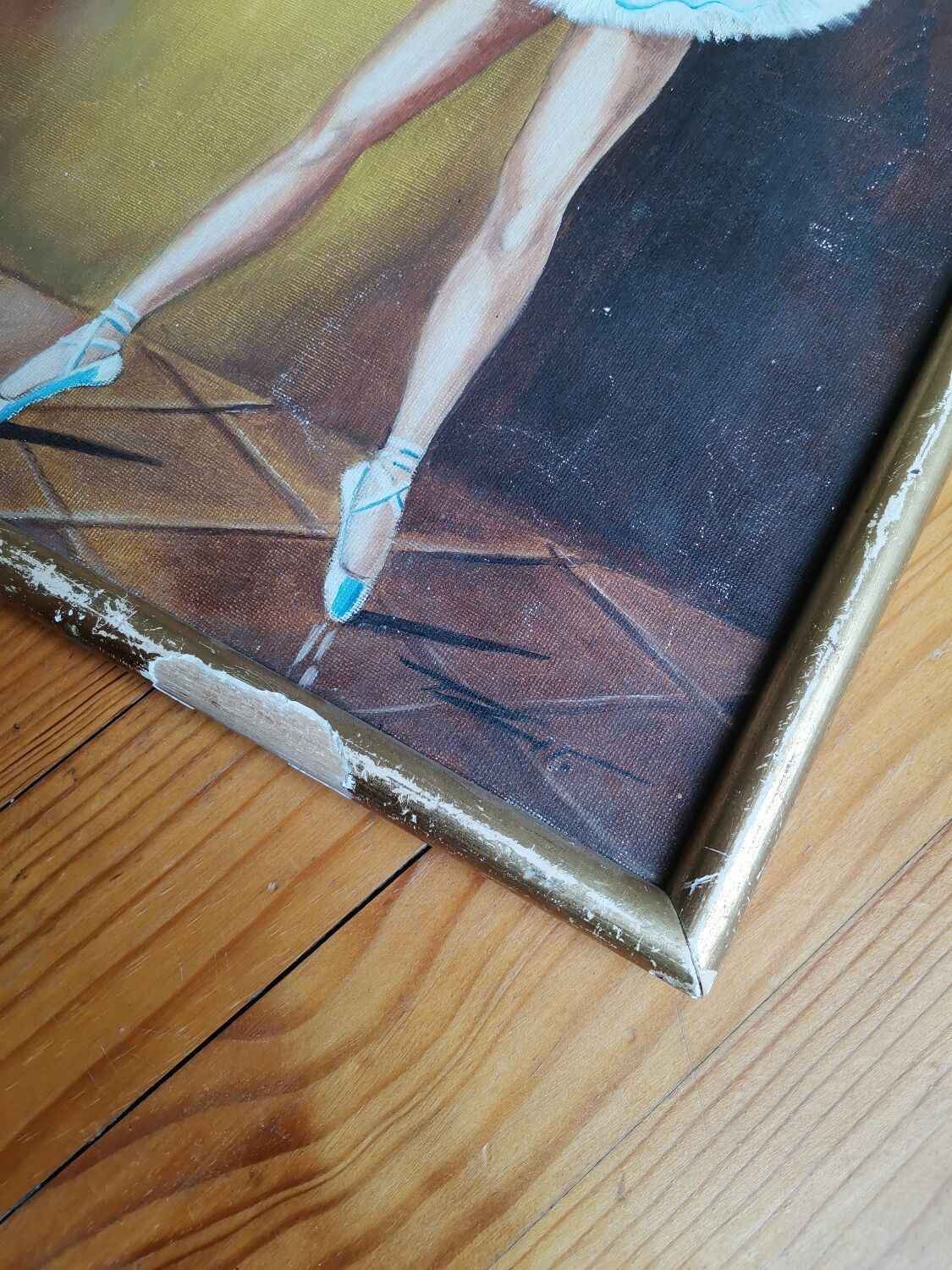 Painting kitsch vintage signed framed frame plaster dore