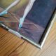 Painting kitsch vintage signed framed frame plaster dore