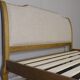 Lit double shabby chic en chêne et lin 160 x 200