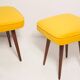 Mustard velvet stool, Mid-Century, Poland, 1960s