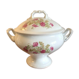 Soupière in round earthenware décor flowers