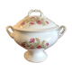 Soupière in round earthenware décor flowers