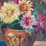 Tableau HST "Bouquet de Dalhias" signé L. Réalini daté de 1943