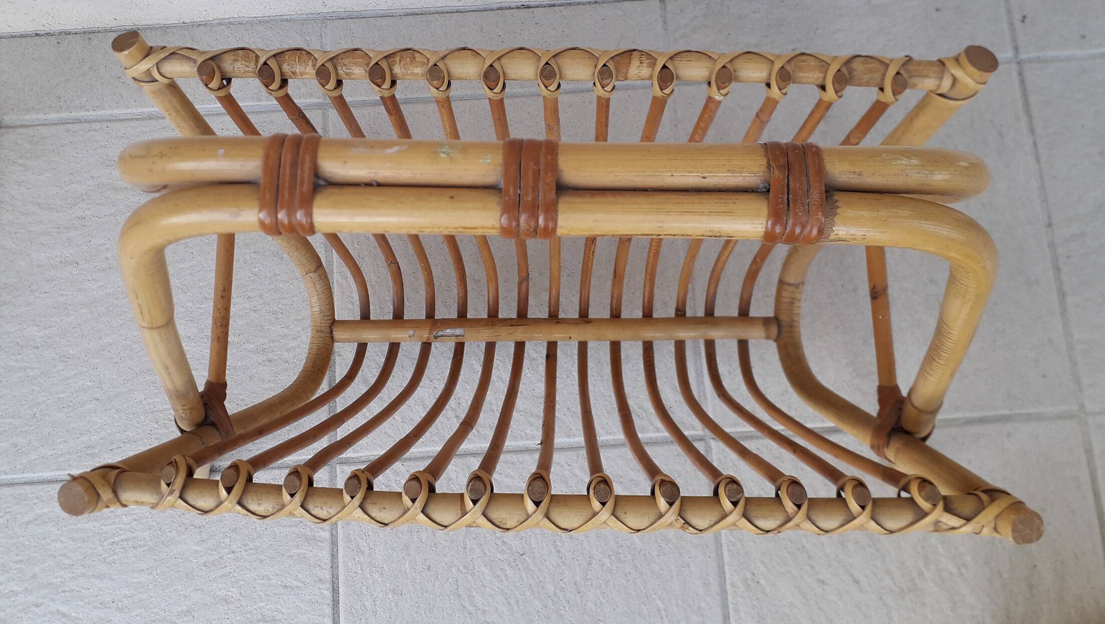 Rattan magazine rack