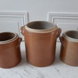 Trio de saloirs cache-pots en grès vintage