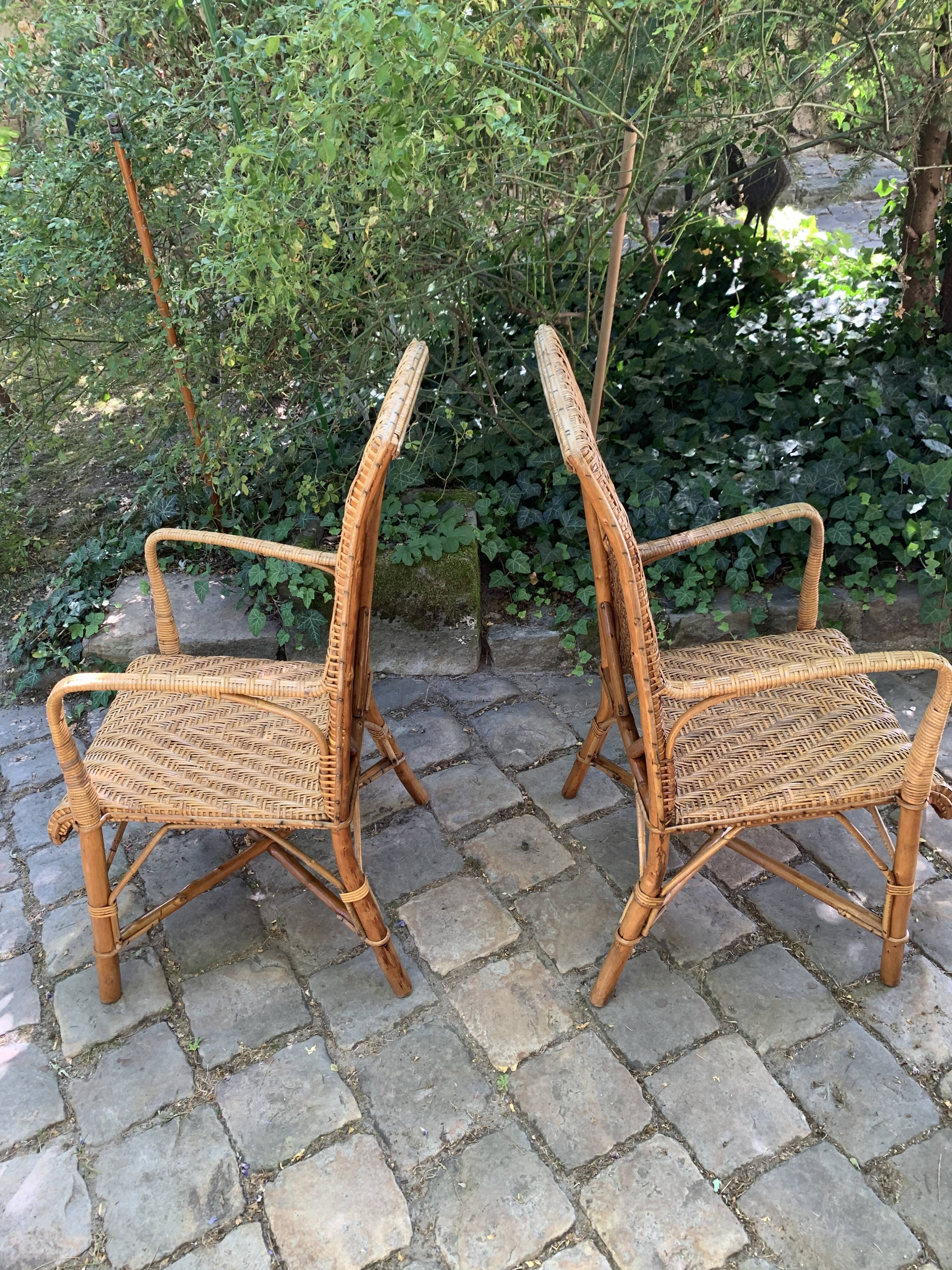 Pair of rattan armchairs