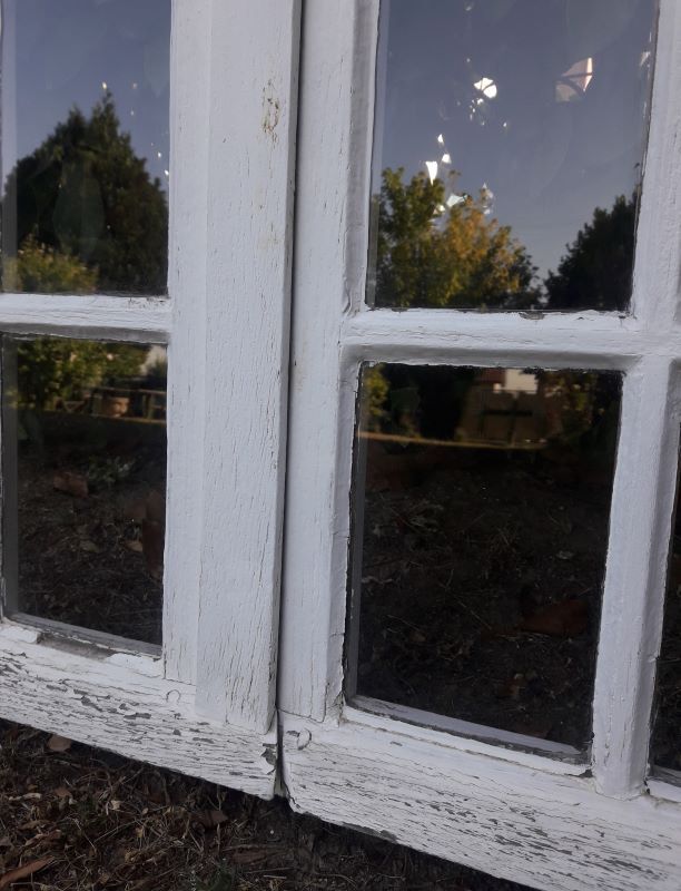 Oak window H96,8xL80,5cm old small tiles