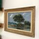Old painting: Landscape by the water - Oil on panel