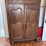Antique carved wooden wardrobe – 2 doors – Molded cornice