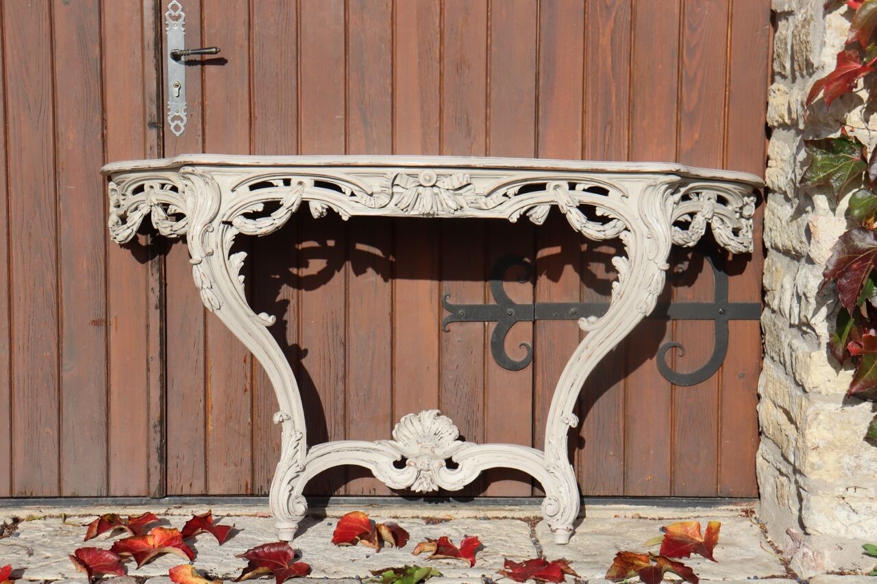 Carved wooden console