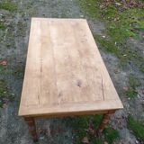 Cherry farm table, turned legs, 2 extensions