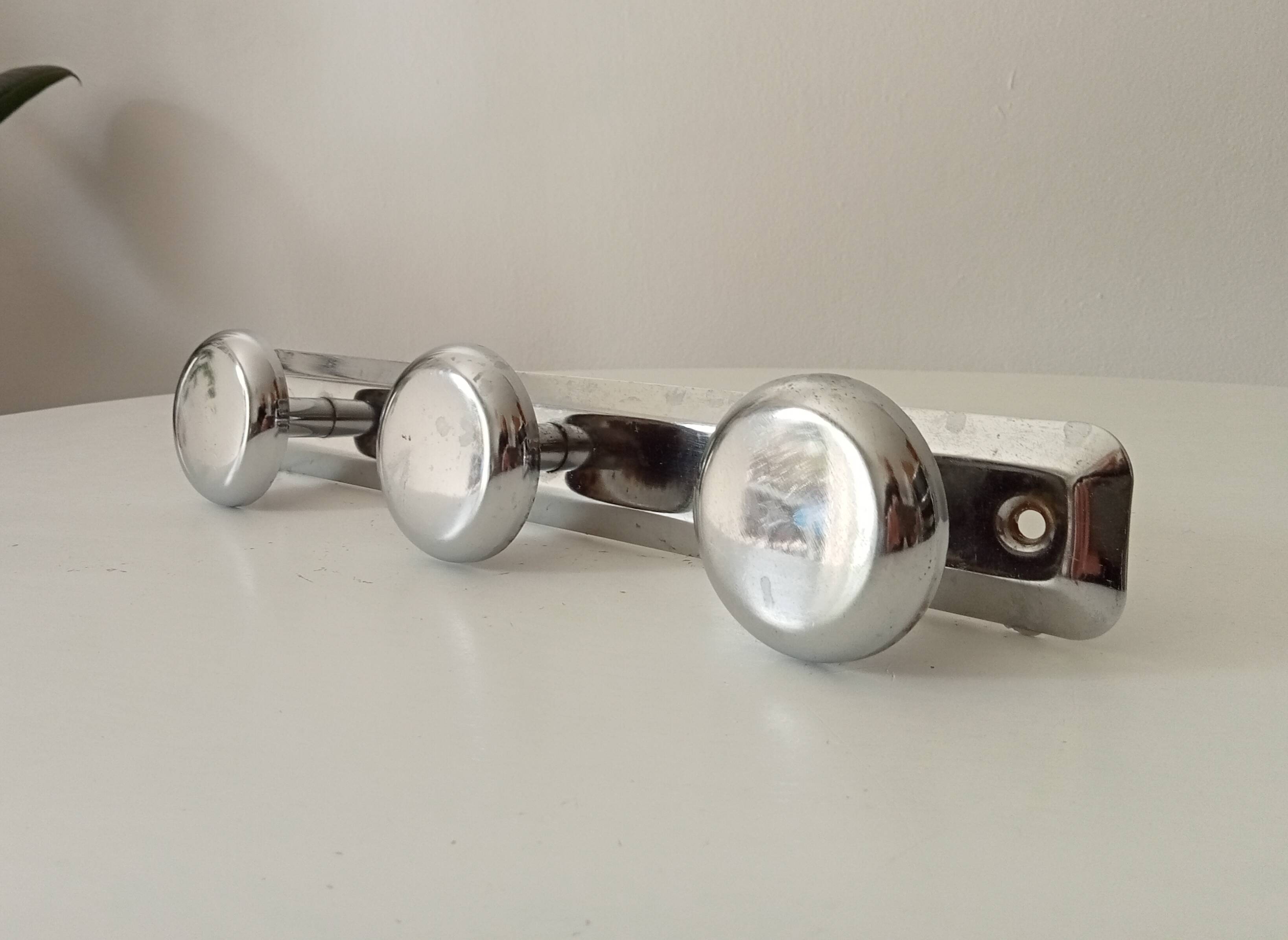 Vintage chrome wall coat rack