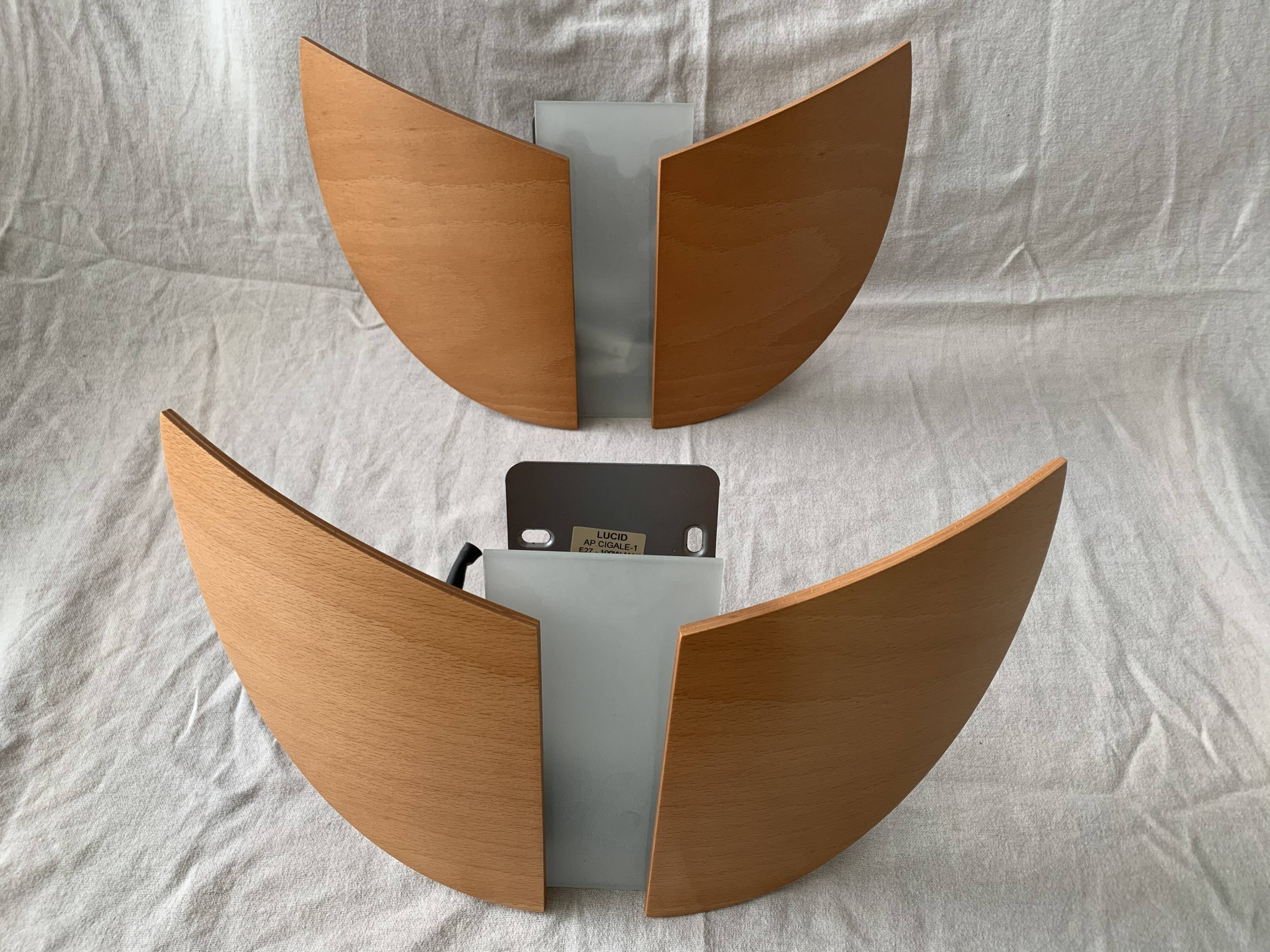 Pair of wooden sconces Lucid 1980