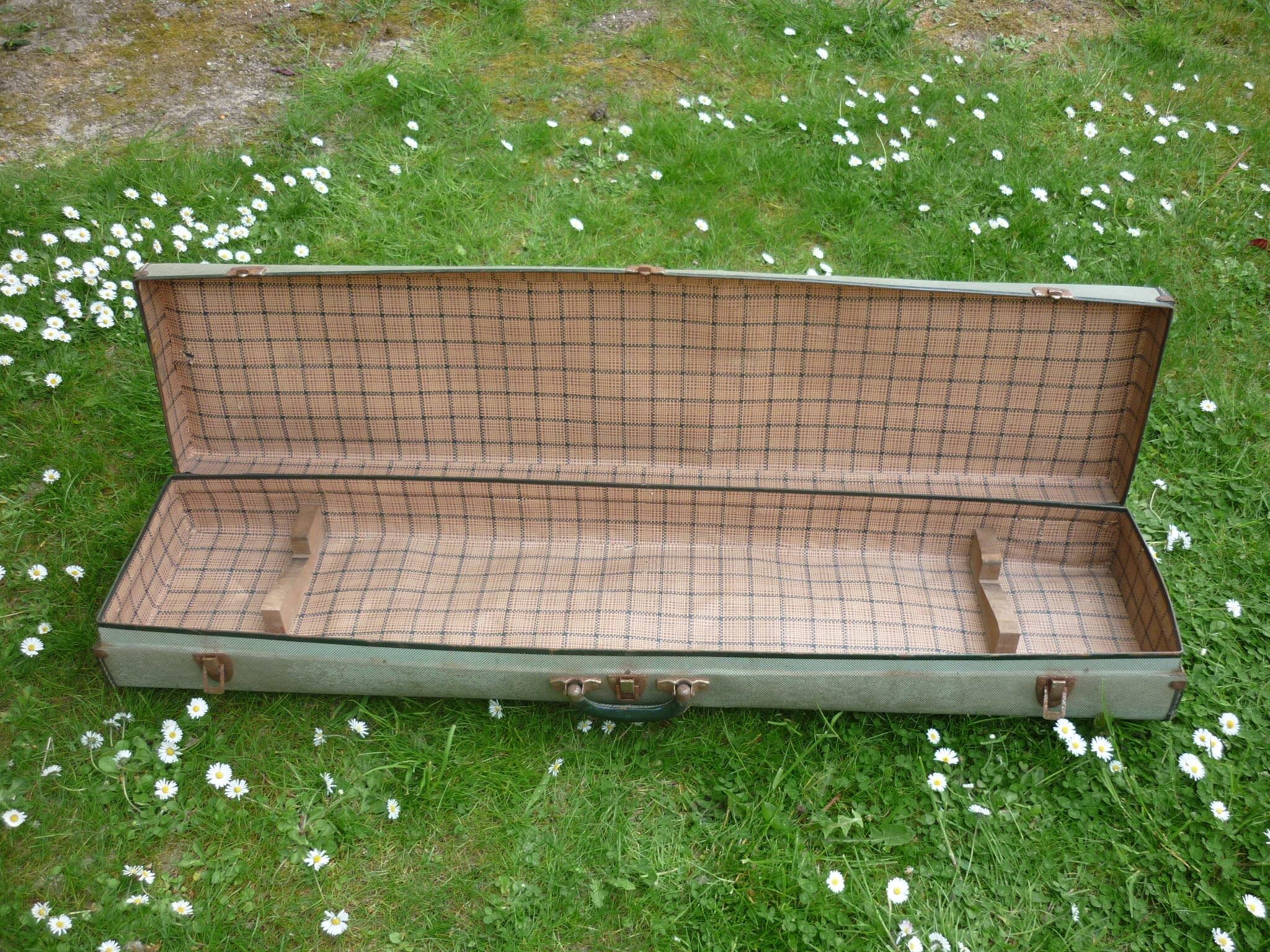 Valise verte longue des années 30