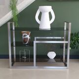 Metal and smoked glass console 1970