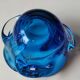 Empty pocket/Corolla shaped ashtray, in Murano style blown art glass, turquoise blue