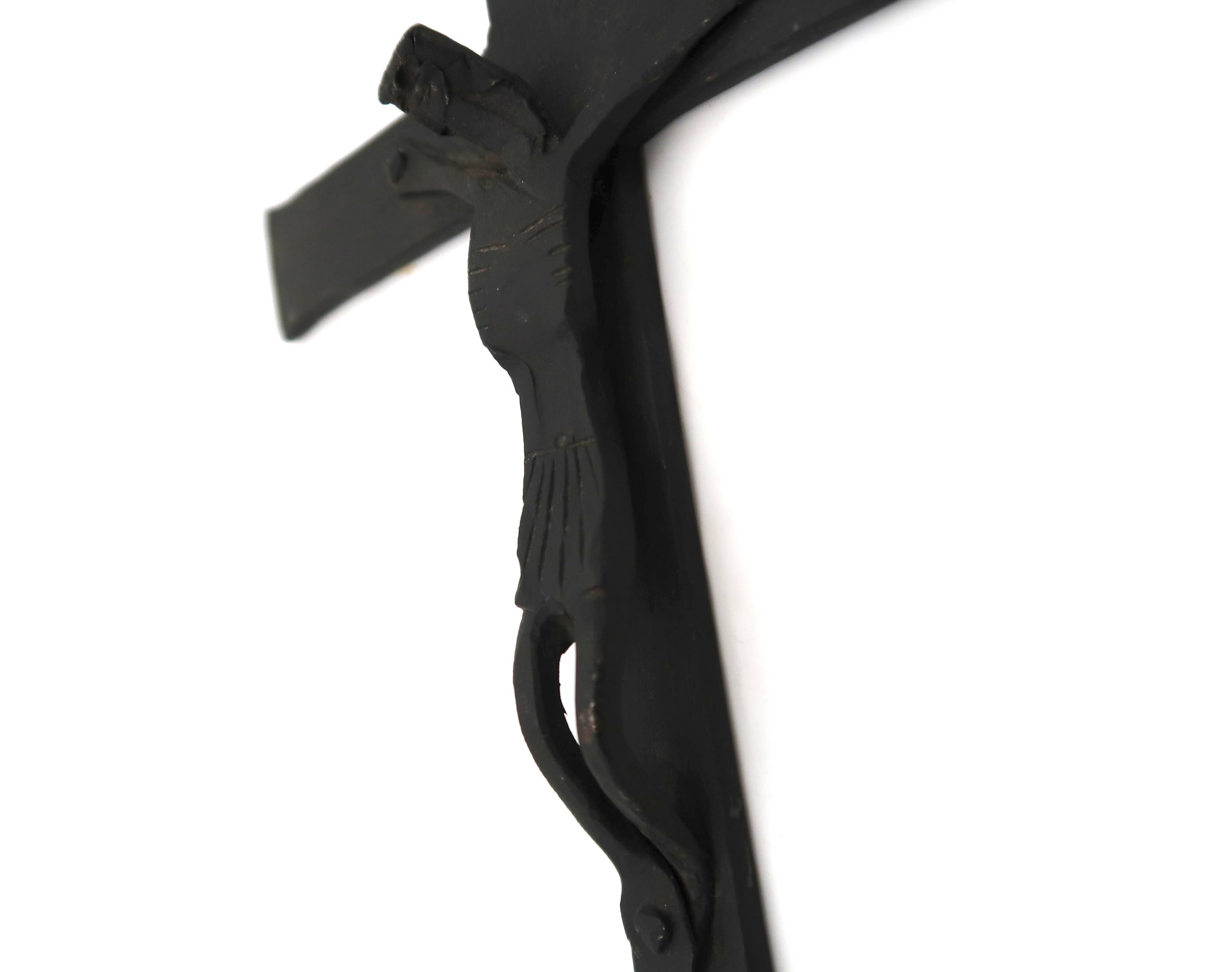 Wrought iron wall crucifix in the style of Jean Touret Marolles, 1950s