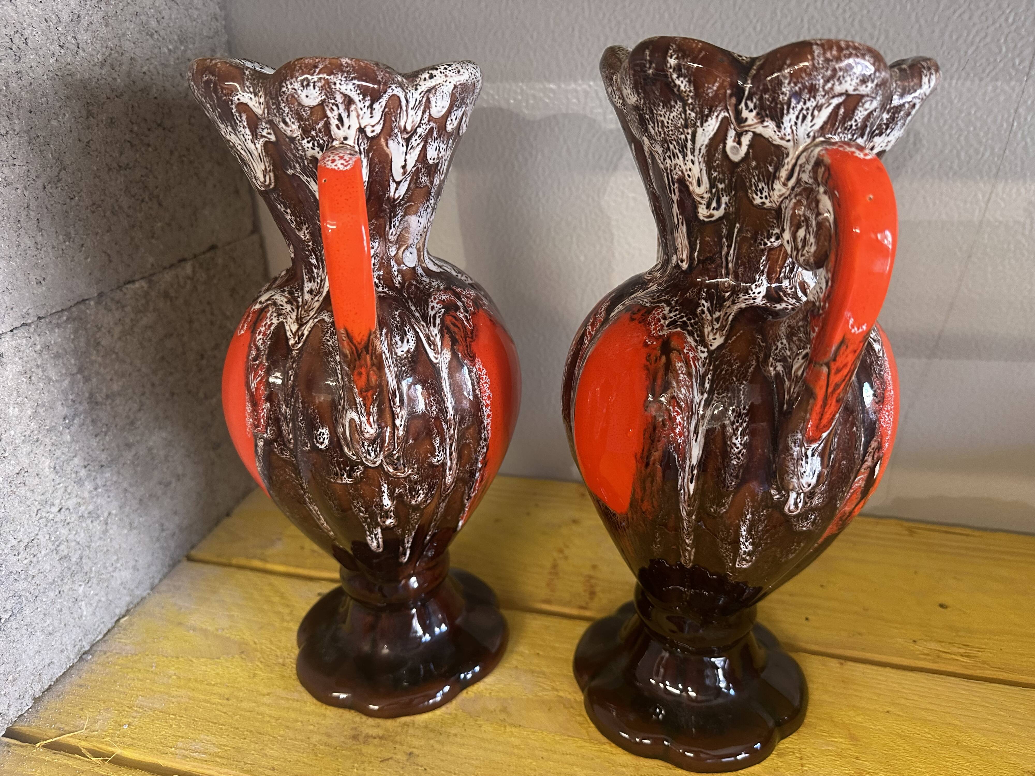 Pair of large Vallauris amphora-style vases, 31 cm high