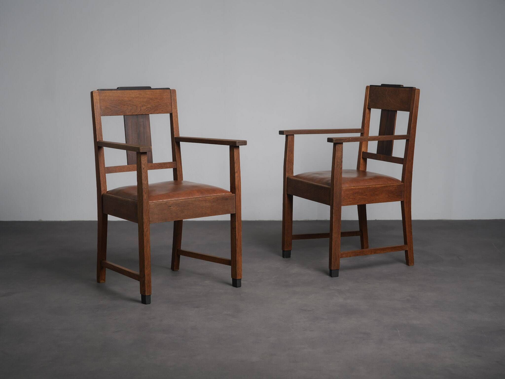 Pair of Amsterdam School Art Deco armchairs, Netherlands, 1930s