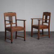 Pair of Amsterdam School Art Deco armchairs, Netherlands, 1930s