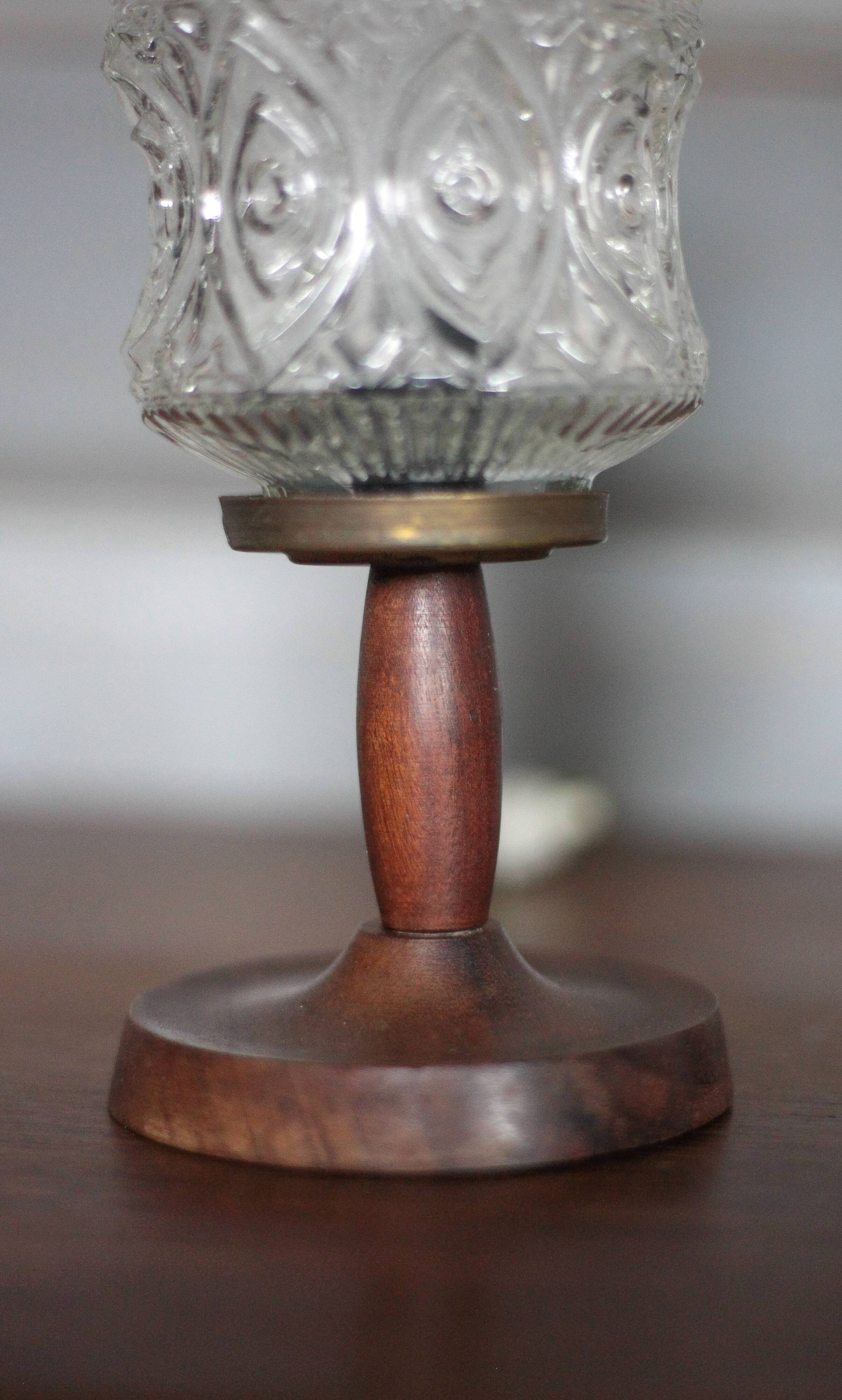 pair of vintage lamps, bedside lamps, glass globe lamps, wooden base, decoration