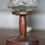 pair of vintage lamps, bedside lamps, glass globe lamps, wooden base, decoration