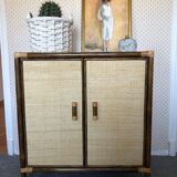 Vintage woven rattan sideboard