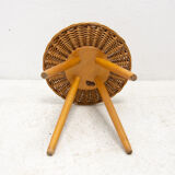 Tabouret en rotin par Jan Kalous pour Úluv, années 1960, Tchécoslovaquie