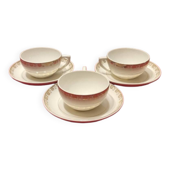 Digoin Sarreguemines cups and saucers