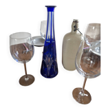 Vintage blue cut crystal bud vase - bohemian craft charm