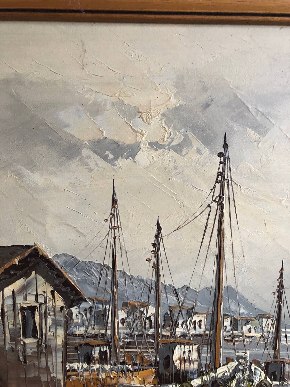 Marine painting boats in port