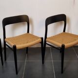 Niels Møller model 75 chair, black, Scandinavian, vintage 1960s.