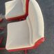 Suite de 4 chaises pivotantes vintage années 70 rouge et beige