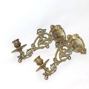 Pair of wall candle holders in brass