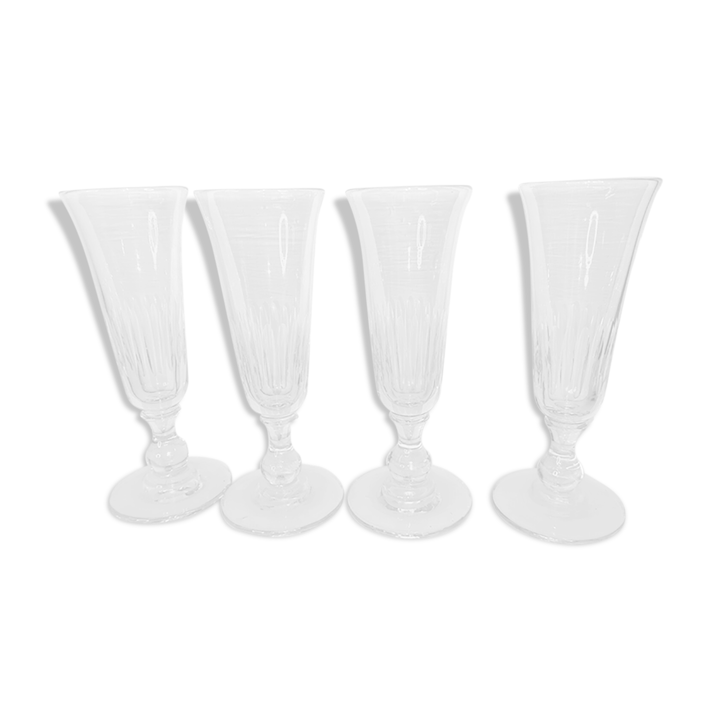 Flûtes à champagne en verre style Louis Philippe