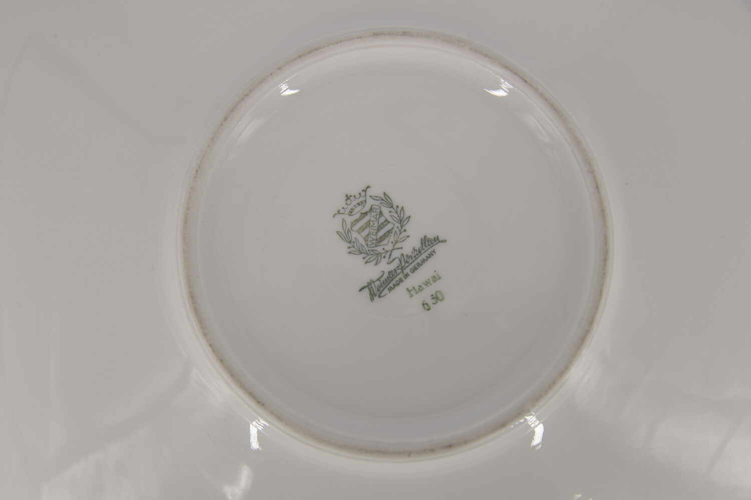 Vintage porcelain plate with stripes motifs from Weimar Porzellan, 1970s