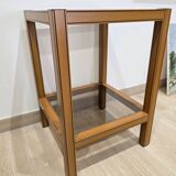 Vintage wood and glass side table – Graphic design – 1970s/1980s