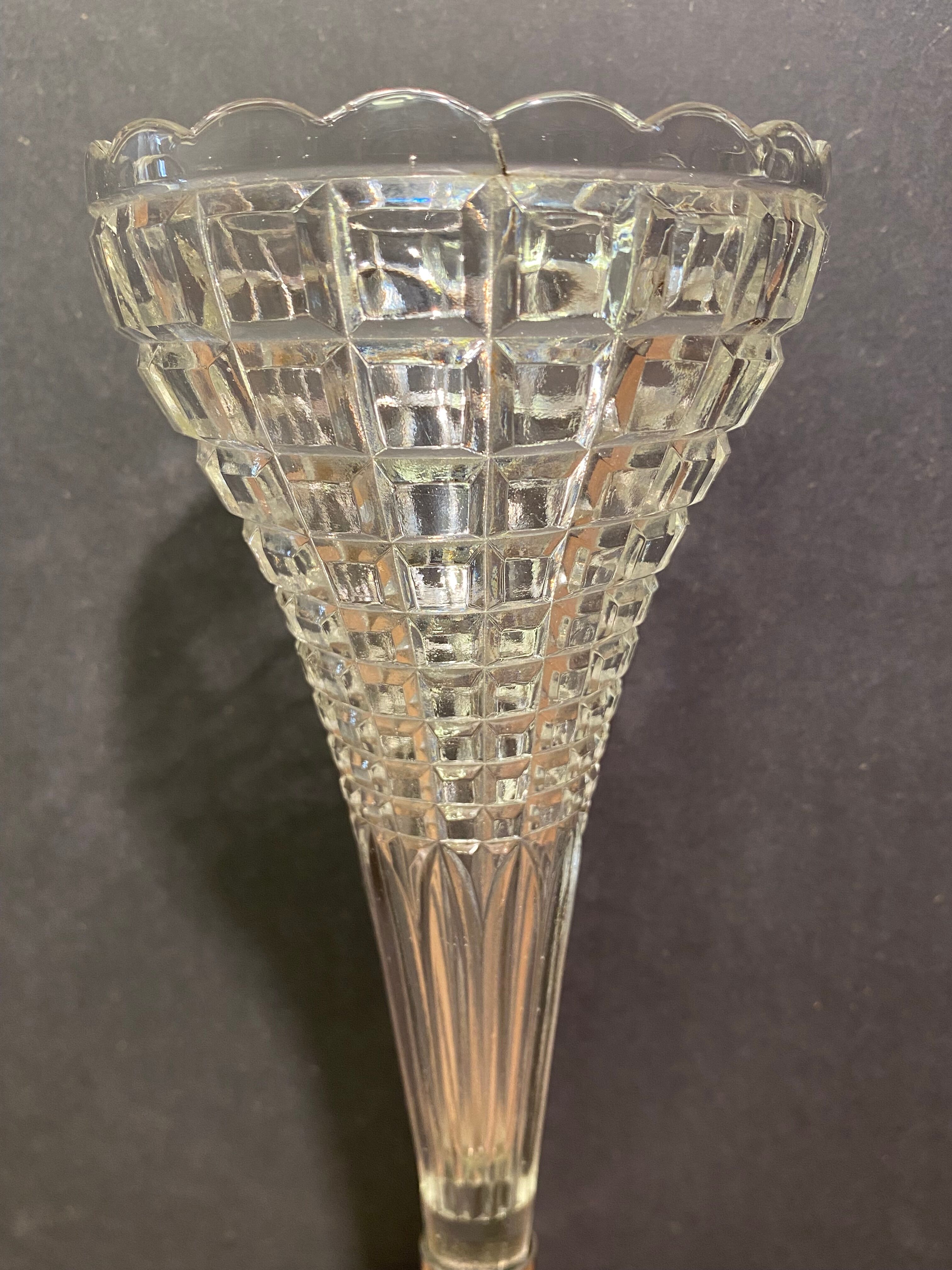 Cone vase, cut crystal bouquet (most certainly baccarat, saint louis ...)
