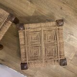 3 tabourets charpoy bois et corde