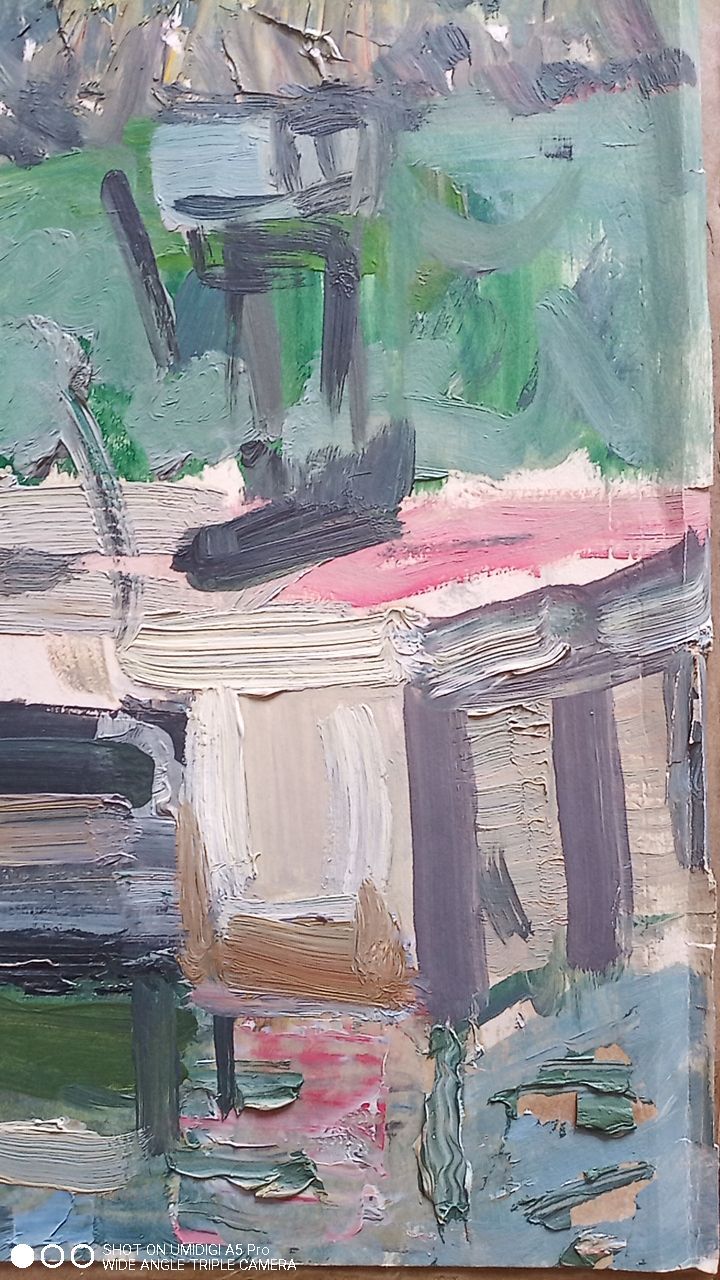 Marcel Saint-Jean (1914-1994) oil on paper - 29 x 65 cm "the red house"